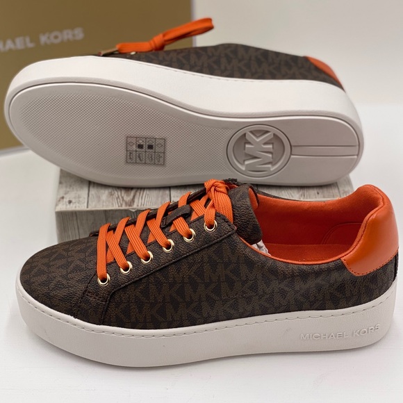 Michael Kors Poppy Lace Up Sneakers Tangerin - Picture 8 of 13